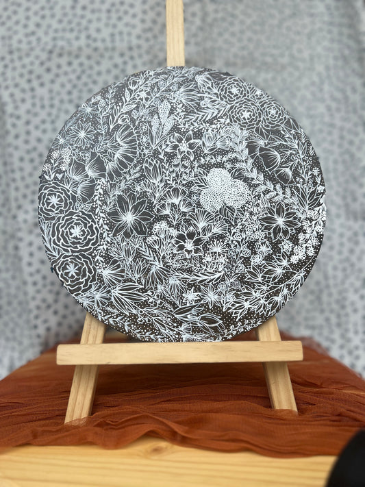 Midnight Bloom Wooden Wall Hanging